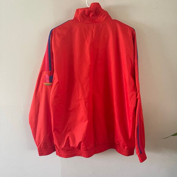 adidas Jacket Mens Medium Red Trefoil 3-Stripe Track Active Originals 3D Classic - Picture 2 of 9